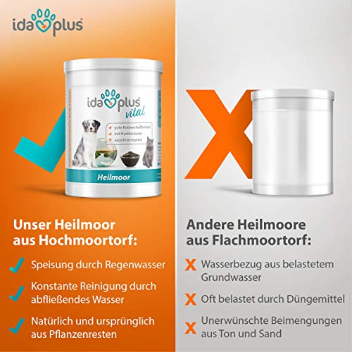 Ida Plus – Musgo curativo 1000 g – Mejora la composición de los excrementos – digestión óptima para el perro – valiosas vitaminas B – para estimular el apetito – con turba natural de la portería alta.