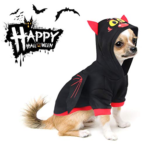 Idepet Disfraces de mascotas de murciélagos de Halloween con alas, ropa de sudadera con capucha de cachorro de perro Ropa para perros pequeños o gatos