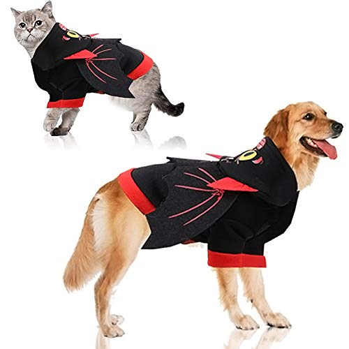 Idepet Disfraces de mascotas de murciélagos de Halloween con alas, ropa de sudadera con capucha de cachorro de perro Ropa para perros pequeños o gatos