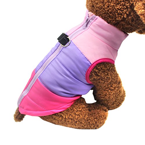 Idepet Mascota Perro Gato Escudo con Correa Ancla Color Patchwork Acolchado Cachorro Chaleco Teddy Chaqueta Chihuahua Disfraces Pug Ropa XS S M L (M, Rosado)