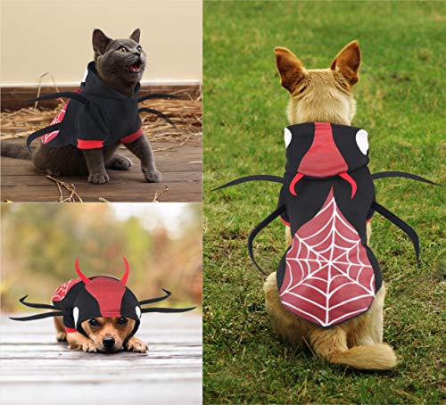 Idepet Mascota Perro Traje de araña de Halloween Gatos Disfraces Ropa para Mascotas Traje para Cachorro Perros pequeños medianos Chihuahua Navidad Traje de Halloween (S)