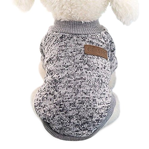 Idepet - Ropa para mascotas: jersey de forro polar para perros y gatos, S, Gris