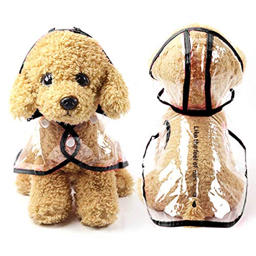 impermeable perro, Impermeable para perros Poncho Impermeable transparente ultraligero con capucha Chaquetas impermeables Abrigos para todos los perros Cachorro Blanco Negro Naranja Rosa XS-XXL