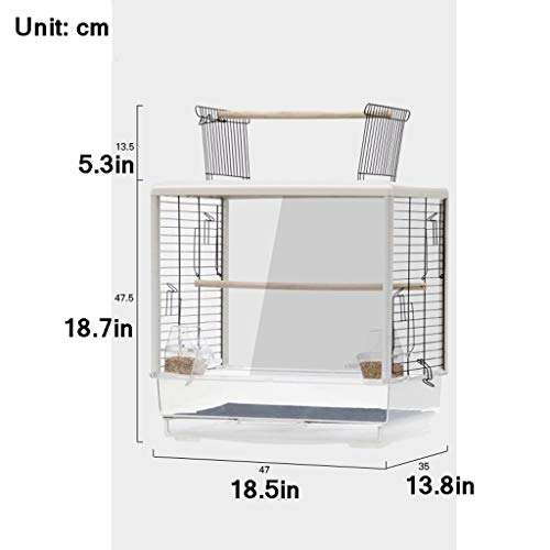 Jaula para pájaros Loro jaula de pájaro de lujo grandes de cría de la jaula jaula de pájaros de la jaula de pájaros ornamentales transparente portátiles de pequeño tamaño Pájaros Viajes Birdcage jaula