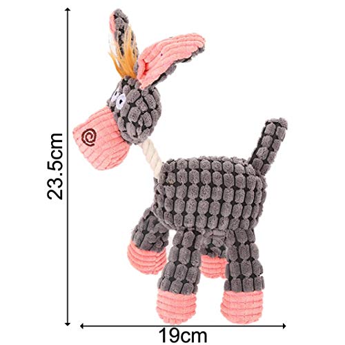 Juguete para perro chirriante con sonido para mascota, forma de burro, para masticar y limpiar los dientes de juguete, color gris