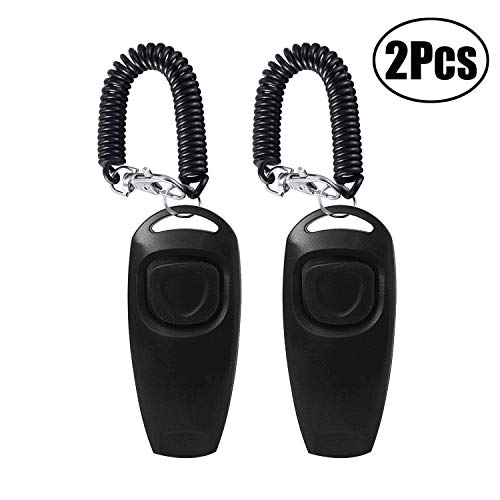 JZZJ 2 Pack de Silbato de Perro a Detener Ladrar Clicker de Adiestramiento de Perro de Perro 2 en 1 Herramientas de Adiestramiento Actualización con Correa de Silbato