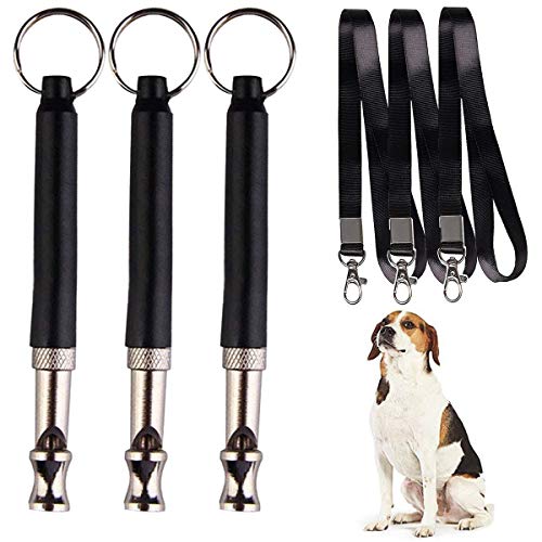 kissral 3 Piezas Silbatos Profesional para Perros, Ultrasonidos Silbato de Entrenamiento de Perro, Frecuencias Ajustables Silbato de Entrenamiento de Perros con Acollador