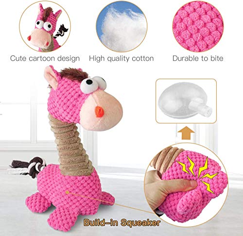 KONKY Juguetes para Perros - 3 Piezas Squeaky Toy Juguetes Duraderos para Cachorros Perro Pequeño Mediano, Chirriante Masticar Juguete de Entrenamiento, Pato, Caballo y Cocodrilo