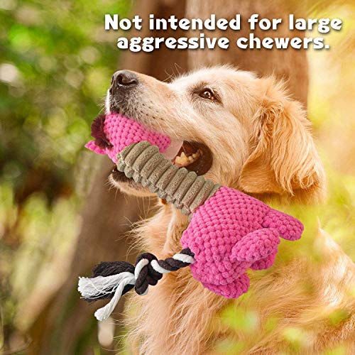 KONKY Juguetes para Perros - 3 Piezas Squeaky Toy Juguetes Duraderos para Cachorros Perro Pequeño Mediano, Chirriante Masticar Juguete de Entrenamiento, Pato, Caballo y Cocodrilo