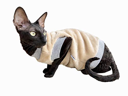 Kotomoda Ropa para Gatos Cuello Alto Beige Manto de Chimenea (S)