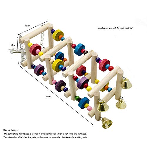 KTUCN Parrot Climb Swing Combinado, Escalera de pájaros Soporte Bar Mascotas Nido de pájaro Ornamento Colgante Decorativo, 10cm x10cm x 45cm, M