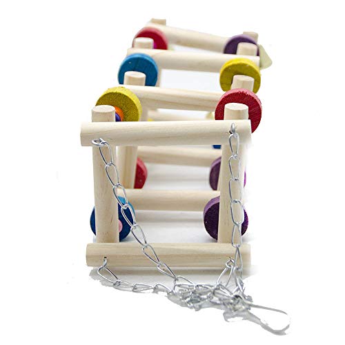 KTUCN Parrot Climb Swing Combinado, Escalera de pájaros Soporte Bar Mascotas Nido de pájaro Ornamento Colgante Decorativo, 10cm x10cm x 45cm, M