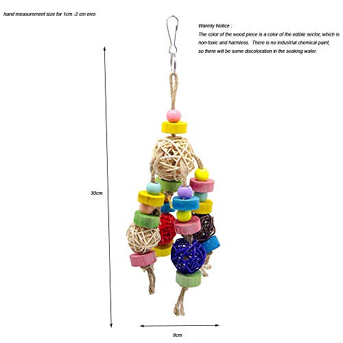 KTUCN Pet Bird Bite Ball Sepak Takraw Hanging String, para Parrot Play Tool Periquito de Pecho Rojo Colgando Chew Toys, Claro, 8cm x30cm