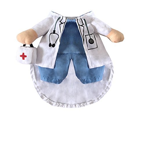 L-Peach Disfraz de Doctor Ropa Traje Uniforme para Mascotas Animal Doméstico Gato Perro con Dos Patas y Gorro para Halloween Navidad S