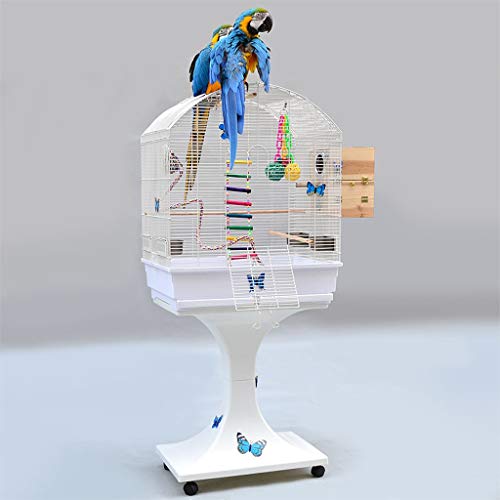 Liangzishop Bird Cage Jaula del Loro Grande Periquito Periquito Jaula del Loro del Cockatiel Pequeño Viaje Jaula de Metal Jaula de pájaros de Jaula de cría con la Rueda (Color : B)