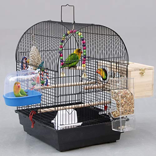 Liangzishop Colgando Jaula de pájaros en pequeño Loro del Cockatiel Finch Canarias Budgie Agapornis Jaula Bird Travel Metal Cría Jaula con Juguetes (Color : B)