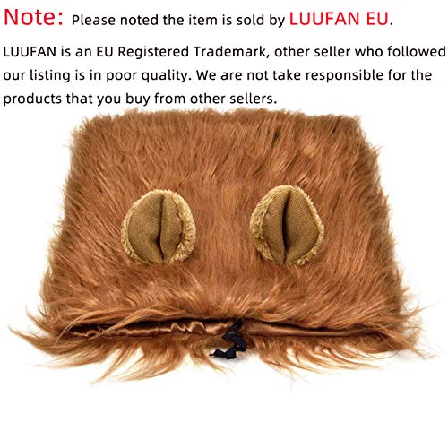 LUUFAN Lion Mane Peluca para Perro y Gato Disfraz con Orejas Mascota Ajustable cómoda Fancy Lion Hair Ropa de Perro Vestido para Halloween Christmas Easter Festival Party Activity(Dog-Light Brown)