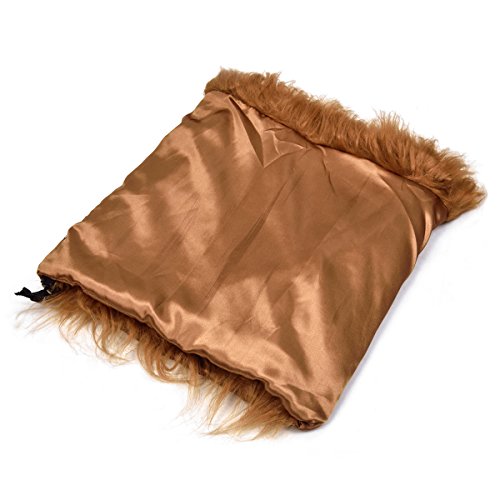 LUUFAN Lion Mane Peluca para Perro y Gato Disfraz con Orejas Mascota Ajustable cómoda Fancy Lion Hair Ropa de Perro Vestido para Halloween Christmas Easter Festival Party Activity(Dog-Light Brown)