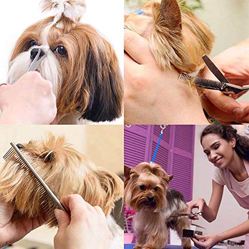 LXFENG 7.0 Pulgadas Juego de Tijeras de Aseo para Mascotas, Kit de recortador de Mascotas de 4 Pares para el Cuidado del Cabello para Perros con Tijeras Rectas de Corte Tijeras Curvas de Corte Fino