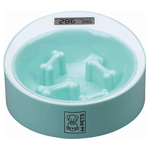 M-PETS Anti 10520103 Escudilla para Perros de schlingnapf Comedero para Animales Yumi Smart Bowl con báscula, Color Blanco y Verde