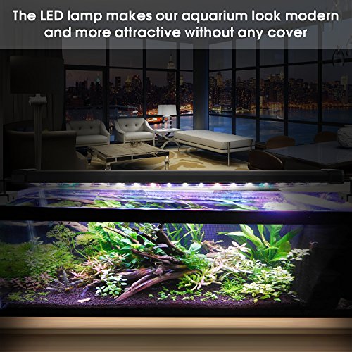 Main Luz LED, iluminación Acuario Acuario Blanco Azul Rojo Verde luz 7,5 W/16 W/22 W/31 W con ajustable Soporte para 30 cm de 50 cm/50 cm de 70 cm/70 cm de 90 cm/90 cm de 110 cm Acuario, color negro