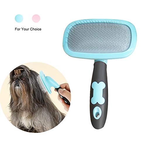 Makerfire Cepillo para Perros de Pelo Largo Pelo Corto, Cepillos para Gatos, 360 Degree Rotation Flexible Slicker Brush for Mascota Azul