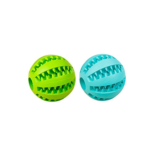 MansWill Juego de 2 pelotas para perro, cachorro de mascota, elástico, juguete para la limpieza de dientes, masticar, entrenamiento molar