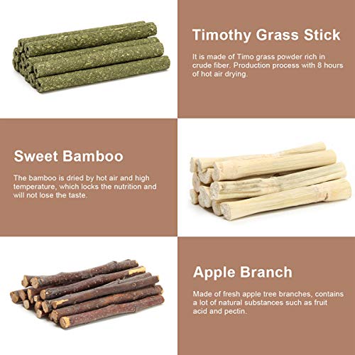 Manzana Chew Sticks, 100% Natural Apple Sticks Pet Chew Juguetes, apto para conejos, chinchillas, cobayas, hámsteres, masticar/jugar