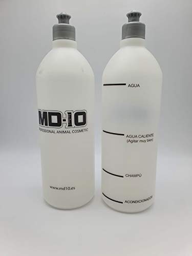 MD-10 COLLECTION Champú + Acondicionador para Perro de Agua + 2 Botellas Mezcladoras (Pelo Marron)