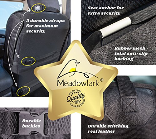 Meadowlark® Funda Asiento Coche Perro ¡Cubierta Impermeable de Primera Calidad para Mascotas, Protector de Asiento Delantero Integral. Talla Universal. Bonus: Cinturón de Seguridad+Funda Reposacabeza