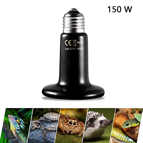 Mein HERZ 150W Lámpara de Calentamiento de Cerámica, Bombilla de Calor Infrarroja de Cerámica, Tortuga Calentador Reptil Mascota/Serpiente/Pollo/Lagarto/Gato/Perro/Calor Reproducción (220-240V)