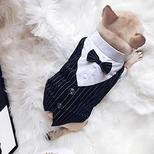 Meioro Ropa para Mascotas Camisa para Perros Perro Smoking Tie Bow Tie Shirt Adecuado para el Banquete de Boda Bulldog francés Bulldog Pug (XXL, Camisa de Pajarita)