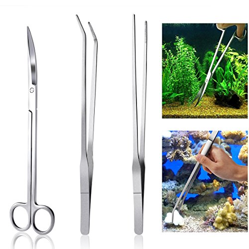 Meiso Aquarium Kit Tool Accesorios acero inoxidable Acuario tanque planta de agua Alicates Tijeras Herramientas Set Fish Starter Kit