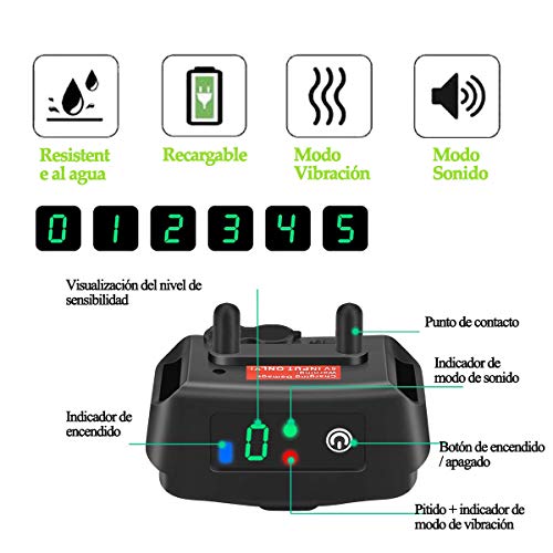 Meloive Collar Anti Ladridos, Vibración y Sonido, para Perros Pequeños, Medianos y Grandes - Collar de Adiestramiento de Perros Resistente al Agua y Reflectante