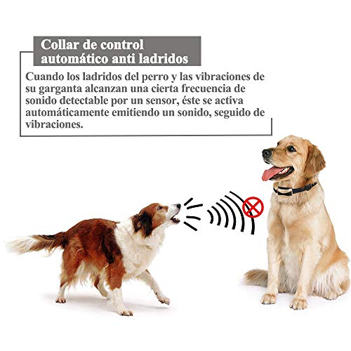 Meloive Collar Recargable Antiladrido Perros con Alcance de 730m, Collar de Adiestramiento con Modos Automático y Manual, 7 Niveles de Vibración, Sonido.