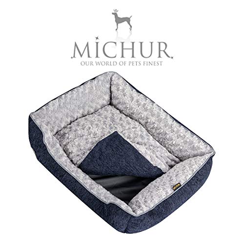 Michur Dirk Cama para Perros, sofá Animal Lavable para Gatos y Perros en Azul Noble, con cojín Que se Puede Usar en Ambos Lados, Canasta para Perros, sofá/sofá-Cama para Perros, 65 cm x 55 cm x 18 cm