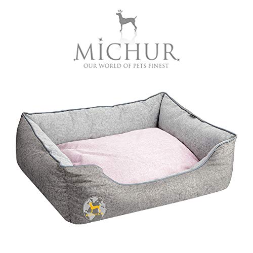 Michur Rolf Cama para Perros, sofá Animal Lavable para Gatos y Perros en Gris Noble, con cojín Que se Puede Usar en Ambos Lados, Canasta para Perros, sofá/sofá-Cama para Perros, 65 cm x 55 cm x 18 cm