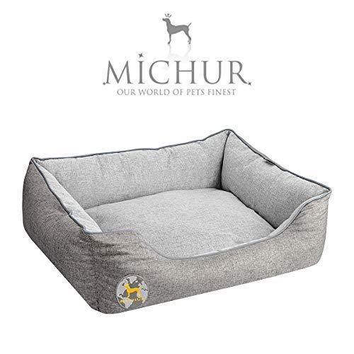 Michur Rolf Cama para Perros, sofá Animal Lavable para Gatos y Perros en Gris Noble, con cojín Que se Puede Usar en Ambos Lados, Canasta para Perros, sofá/sofá-Cama para Perros, 65 cm x 55 cm x 18 cm