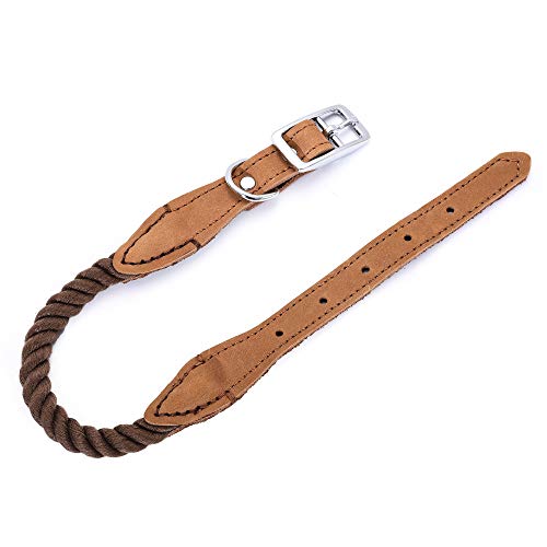 Mile High Life - Collar para Perro de Cuerda de algodón Premium | Hebilla de Acero Inoxidable | Collar de cinturón de Cuero Genuino | para Perros medianos Grandes