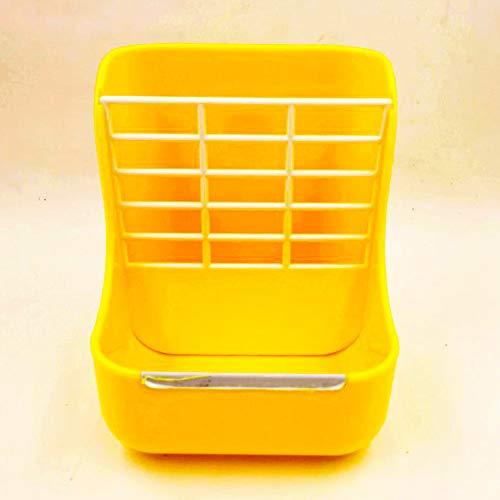 MINGZE Alimentador de heno para Conejo, para Chinchillas, Grandes, cobayas, contenedores de Alimentos 2 en 1,Contenedor de Recipiente de Comida Fija (Amarillo)