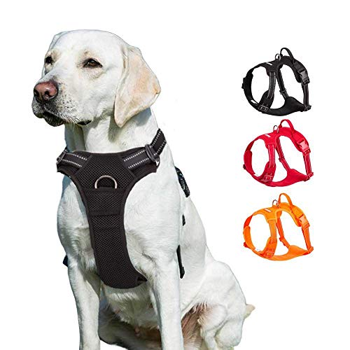 MMWW equeño para Pitbull Arnés de Seguridad Reflectante para Perros Arnés para automóvil Deporte para Perros Chaleco Antideslizante Arnés para Perros Husky-Black_L 69-81cm Cofre