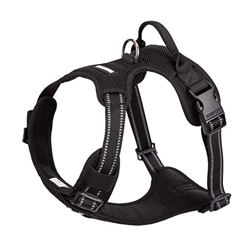 MMWW equeño para Pitbull Arnés de Seguridad Reflectante para Perros Arnés para automóvil Deporte para Perros Chaleco Antideslizante Arnés para Perros Husky-Black_L 69-81cm Cofre