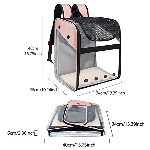 Mochila para mascotas totalmente transparente, portabebés transpirable a plena vista, bolsa de transporte bolsa plegable para mascotas, adecuada para senderismo, senderismo y uso al aire libre,Blue