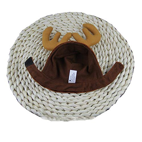 Morbuy Interesante Disfraz de Gorro de Ciervo, Sombrero Pelo con Orejas Diverdido Cosplay Traje para Perro Gato Cachorro Mascotas Halloween Navidad (Marrón)