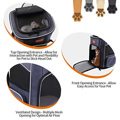 Morpilot Mochila Transportín Perro, Mochila Transportín Gato Bien Ventilado con Correa de Seguridad Interior, Bolsa de Transporte para Para Gatos y Perros Pequeños (13*11*16.5 inch) + Tazón Plegable