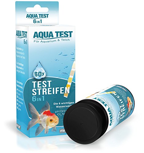 Mr. Petz Aqua Test - 60 Tiras de medición Test Agua Acuario - Kit Acuario de Prueba rápida 6 en 1 - Accesorios para acuarios y terrarios Tropicales Agua Salada o Fría - 6 Indicadores Calidad del Agua