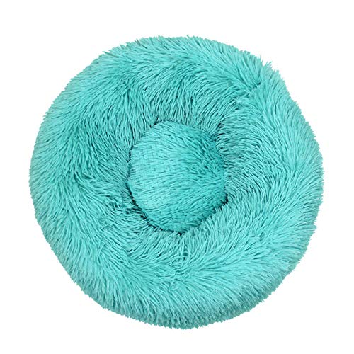 MRQXDP Cama para Perros Camas para Gatos,Cama para Perros Extragrande,Cama para Mascotas Redonda y Suave de Felpa,Cama para Gatito Interior,Perrera,colchón para Cuna,Azul Cian_110cm