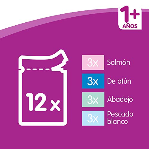 Multipack de 12 bolsitas de 100g de selección de pescados para gatos adultos (Pack de 4)