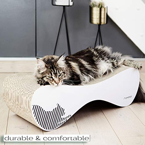 myKotty: Rascador gato carton reversible para dormir y divertirse - Tapete corrugado portátil hecho a mano - Cama de cartón horizontal de doble cara y no tóxica Muebles para mascotas VIGO