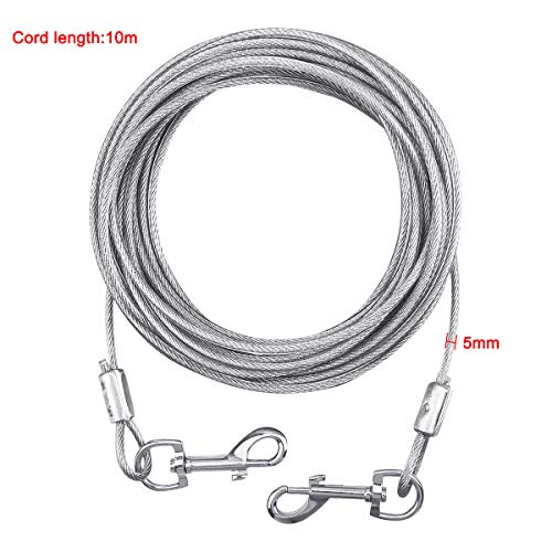 NATUCE Cable para Atar Perros, 33 pies (10 Metros) de Cadena para Perros de hasta 176 Libras, Adecuado para Todas Las Razas (Blanco) (Blanco, 10M)